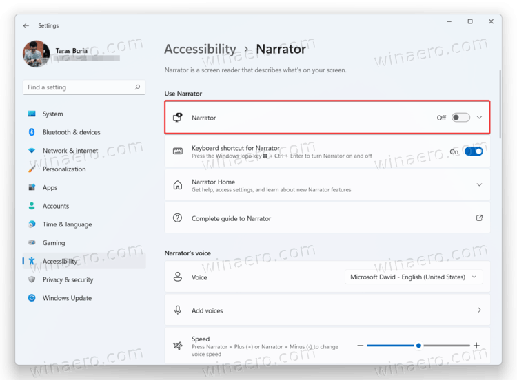 Windows 11 Enable Narrator